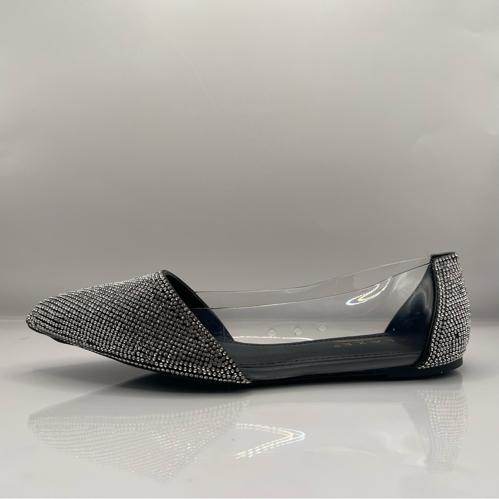 Glaze Black and Silver Rhinestone Flats